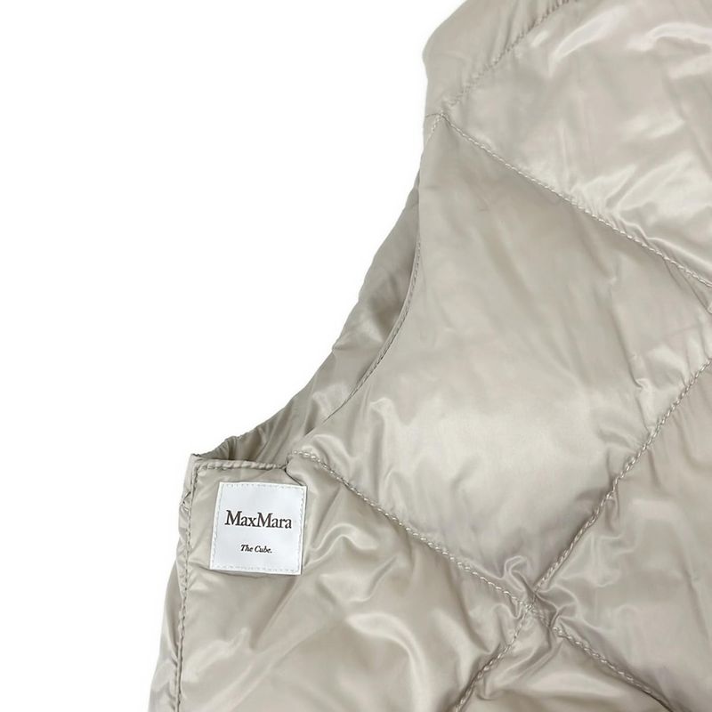 Max Mara Down Vest 40 M Beige Quilted the Cube Long Length Winter