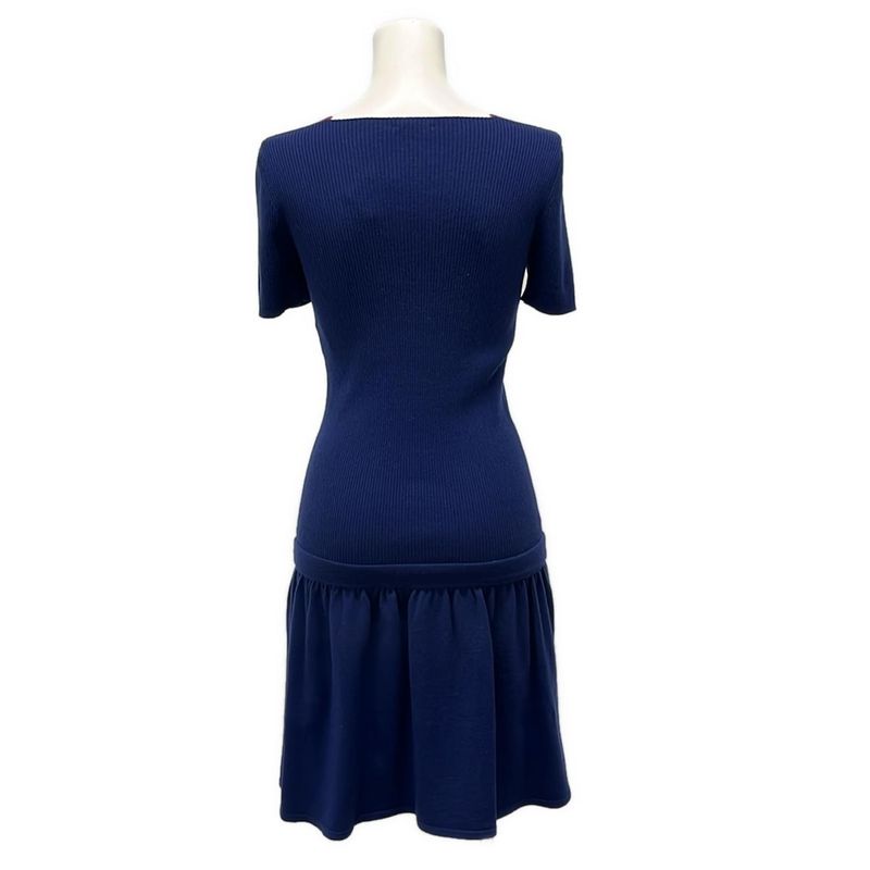 Chanel Dress 36 S Blue Pink Cashmere Blend Wool