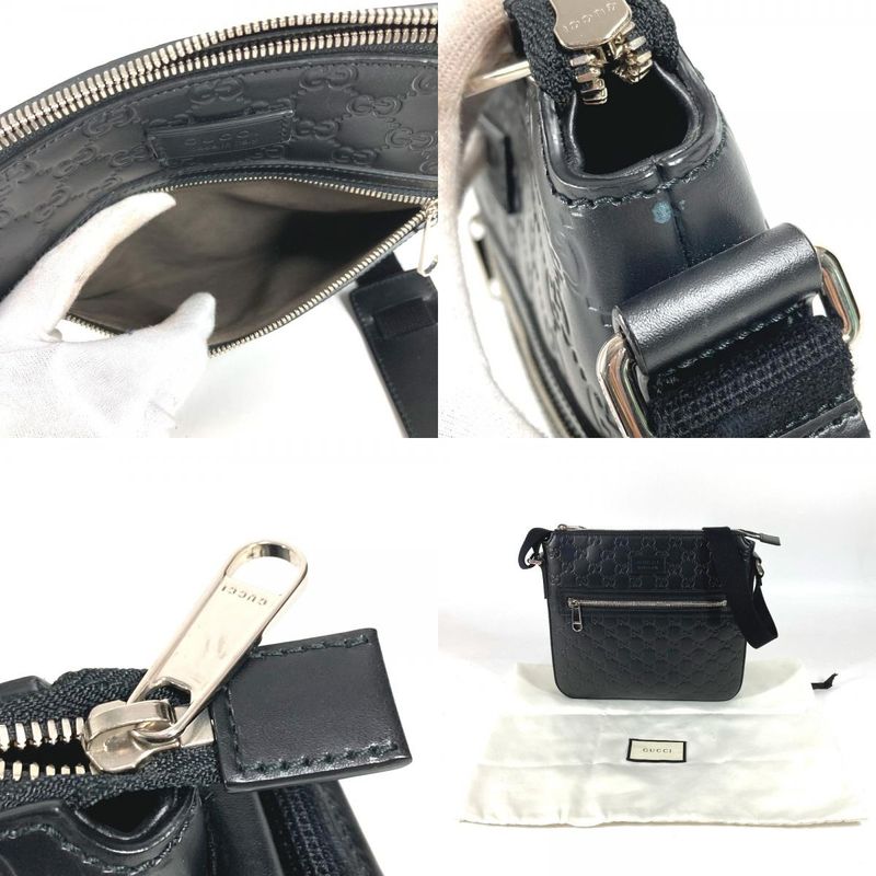 Gucci Shoulder Bag Logo Guccissima Leather Black