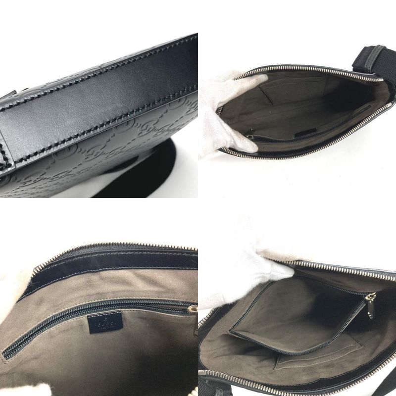 Gucci Shoulder Bag Logo Guccissima Leather Black