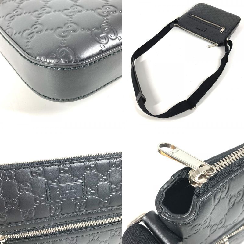 Gucci Shoulder Bag Logo Guccissima Leather Black