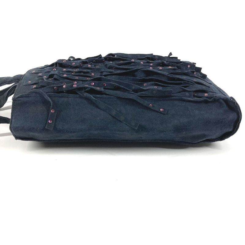 Chanel Handbag Fringe Tassel CC Logo Rhinestone Nubuck Navy