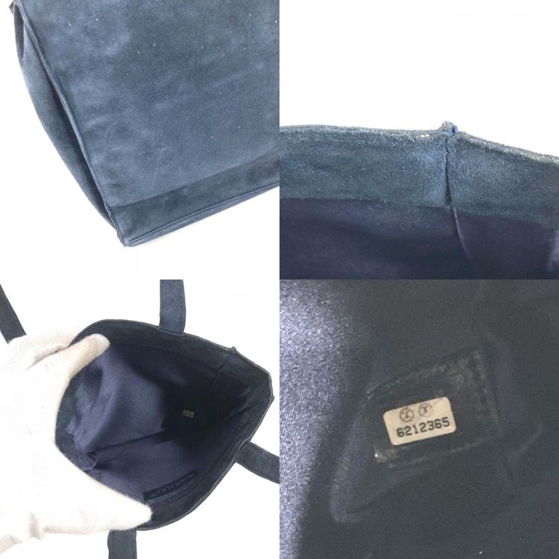Chanel Handbag Fringe Tassel CC Logo Rhinestone Nubuck Navy
