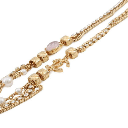 Chanel Necklace CC Logo Stone Crush Rhinestone Faux Pearl