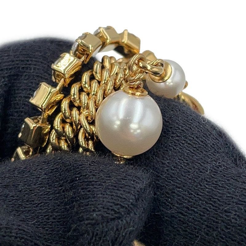 Chanel Necklace CC Logo Stone Crush Rhinestone Faux Pearl