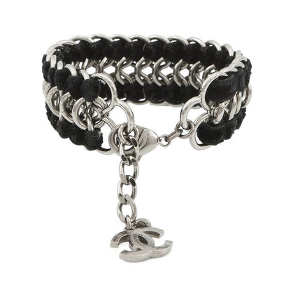 Chanel Bracelet CC Logo Velvet Rhinestone Faux Pearl