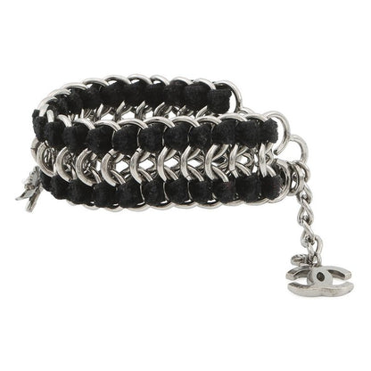 Chanel Bracelet CC Logo Velvet Rhinestone Faux Pearl
