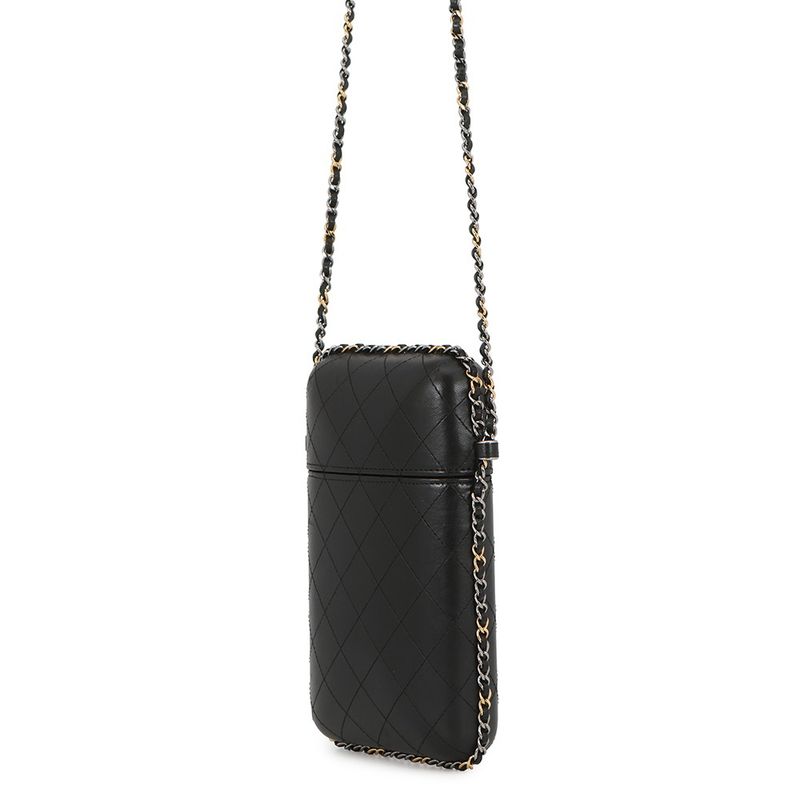 Chanel Foncase Chainaround Quilted CC Logo Lambskin Black