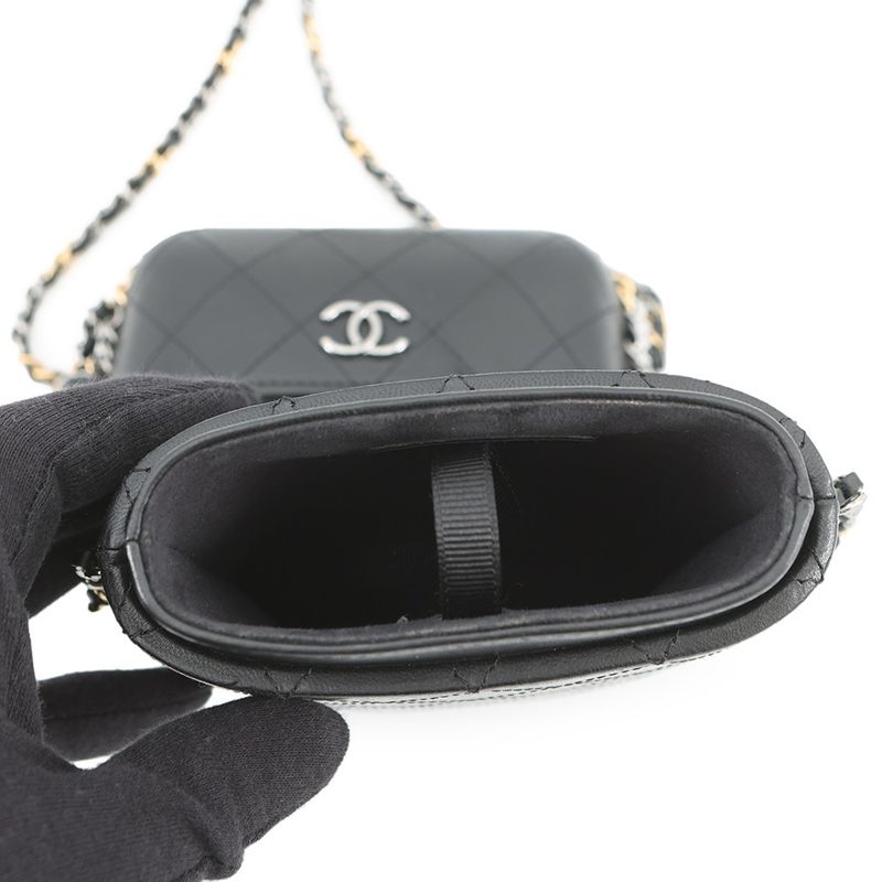 Chanel Foncase Chainaround Quilted CC Logo Lambskin Black