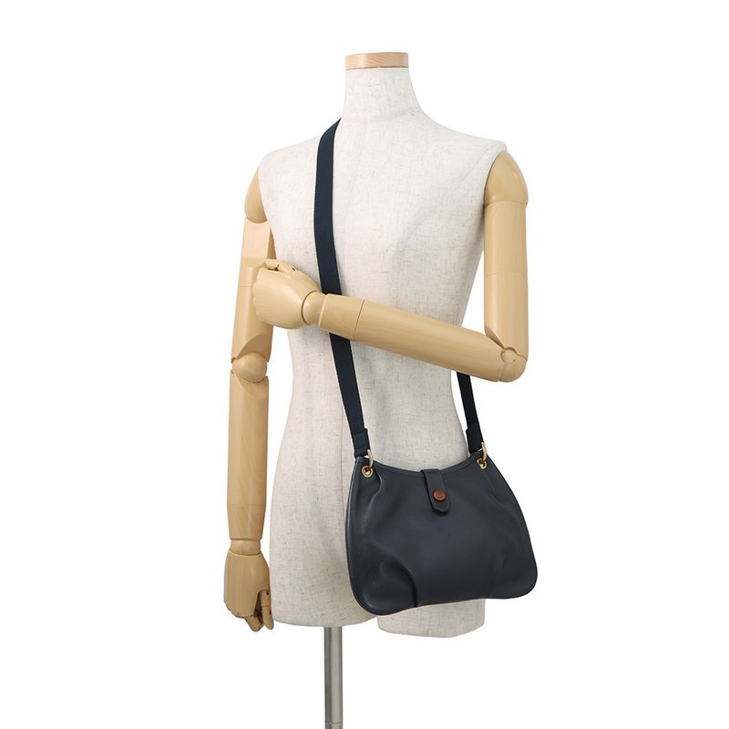 Hermes Shoulder Bag Rodeo Navy Gold Leather