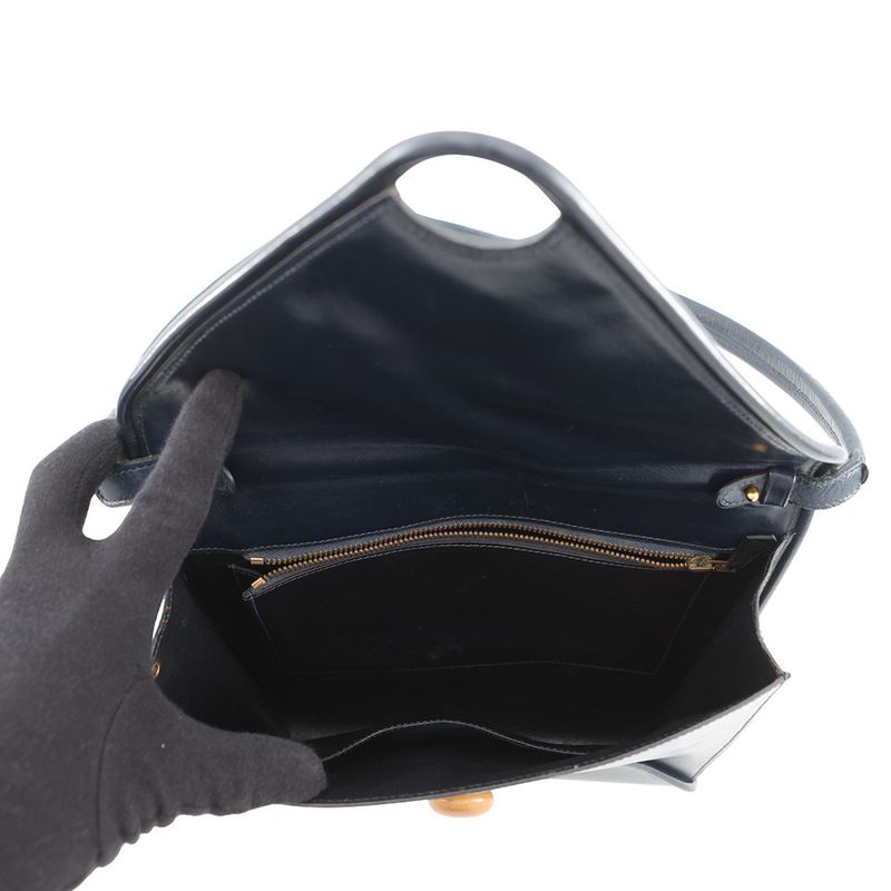 Hermes Shoulder Bag Wood Navy Gold Box Calf