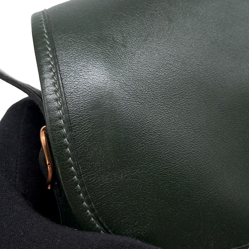 Hermes Shoulder Bag Duffle Green Gold Box Calf