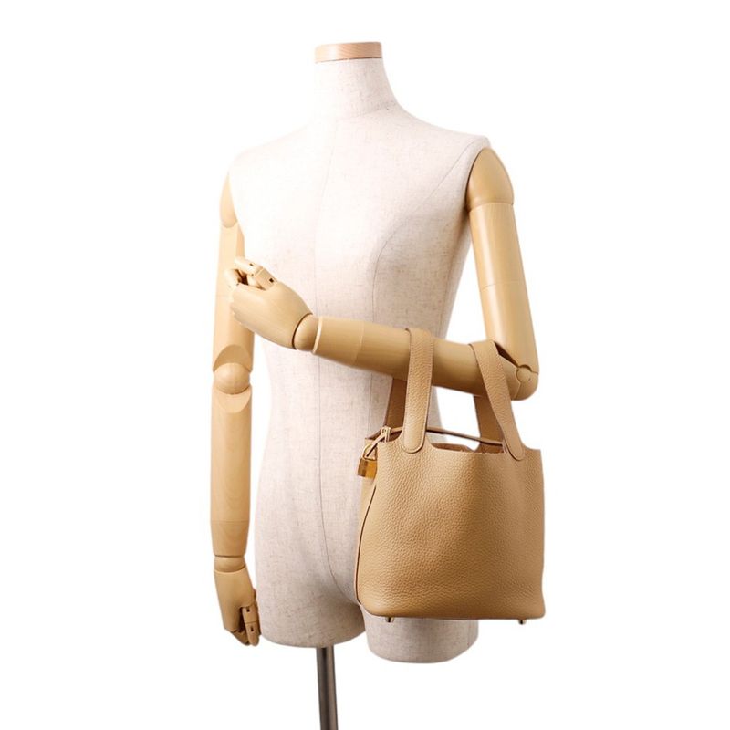 Hermes Handbag Picotin Lock PM Biscuit Gold Taurillon Clemence