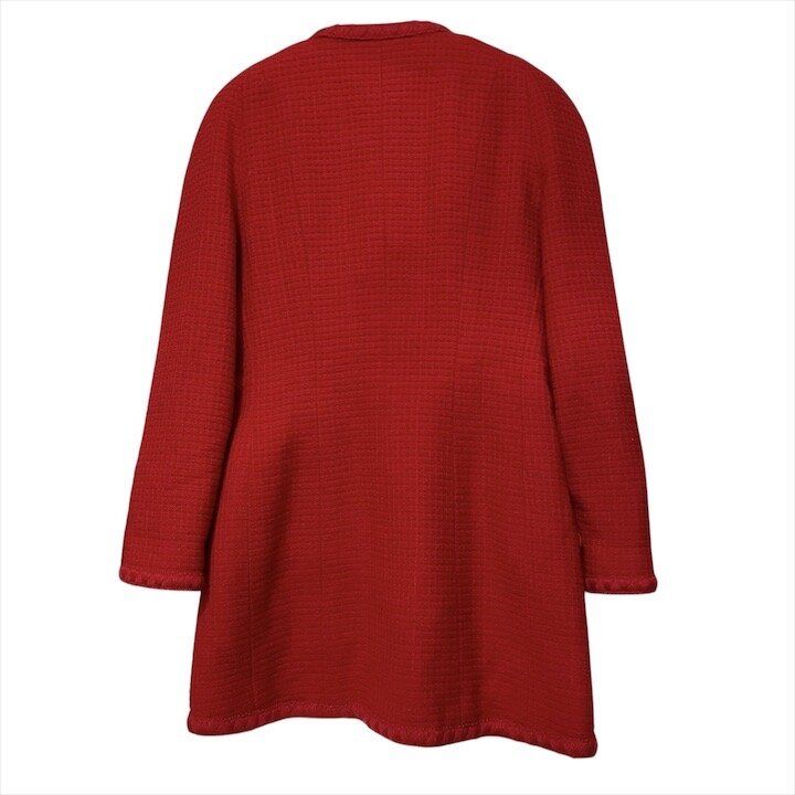 Chanel CC Logo Tweed Vintage Jacket Red 38