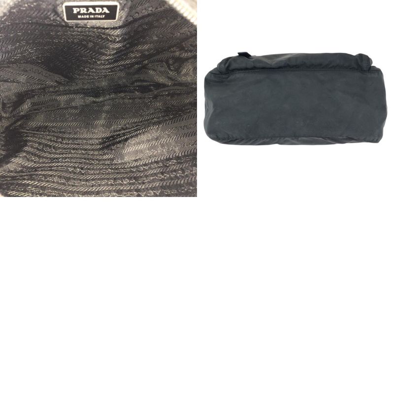 Prada Tessuto Black Silver Nylon Leather Shoulder Bag