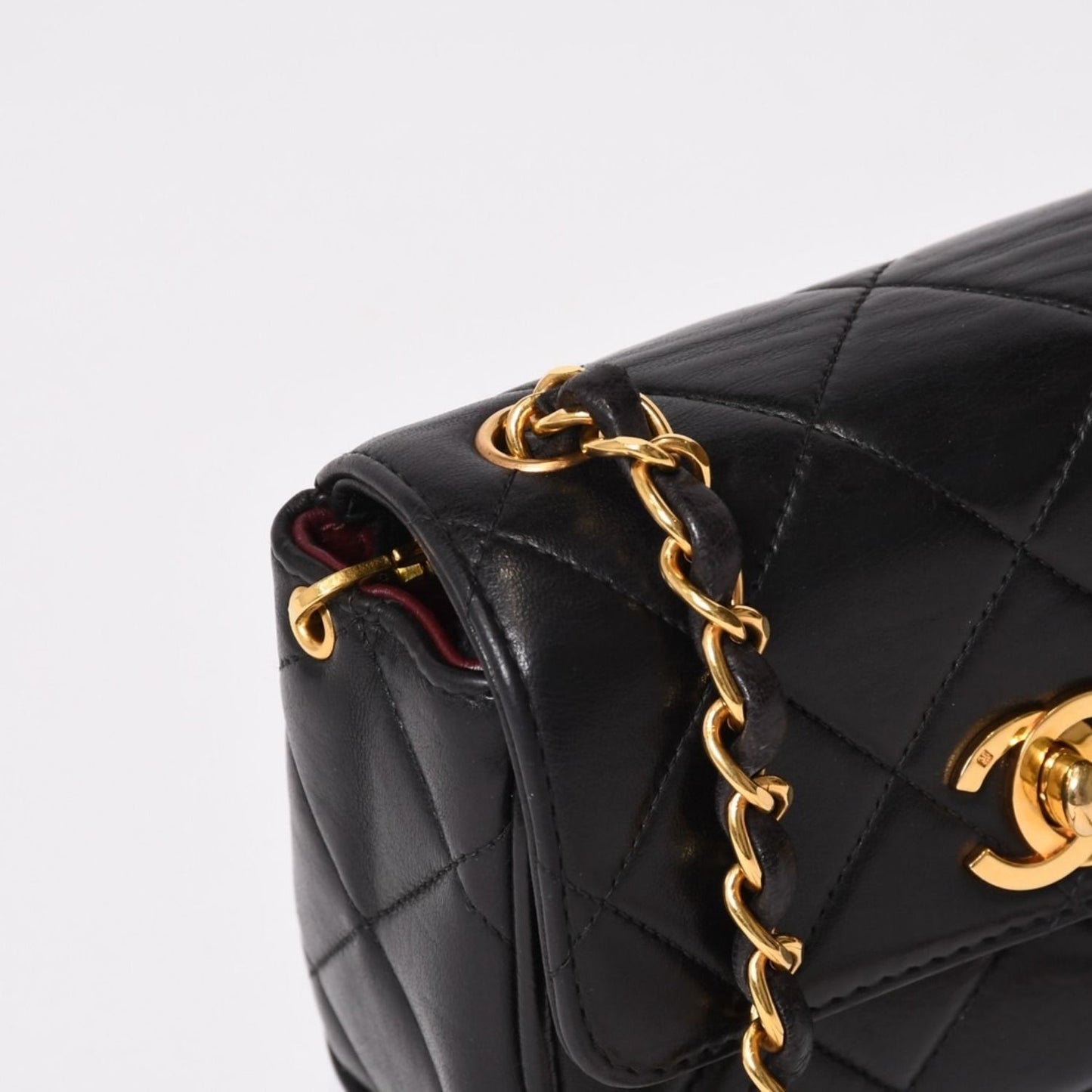 Chanel Mini Quilted S Flap S Chain Shoulder Bag CC Logo Lambskin Gold — view 4