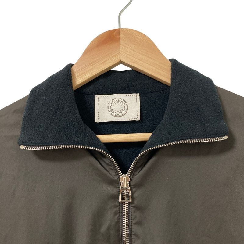 Hermes Sellier Lining Fleece Stretch Nylon Jacket S Brown