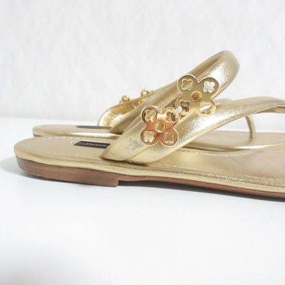Louis Vuitton Monogram Flower Thong Sandals 35 Gold