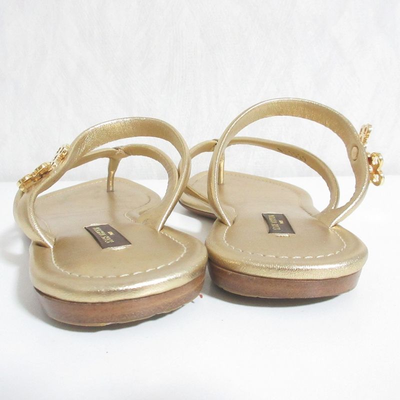 Louis Vuitton Monogram Flower Thong Sandals 35 Gold