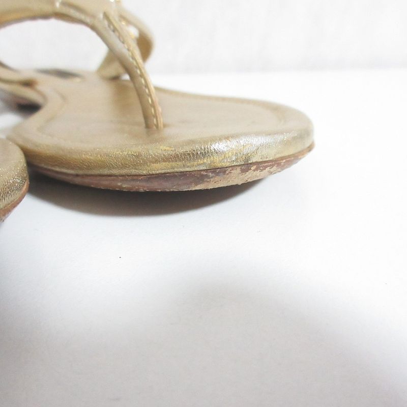 Louis Vuitton Monogram Flower Thong Sandals 35 Gold