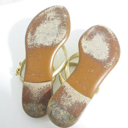 Louis Vuitton Monogram Flower Thong Sandals 35 Gold