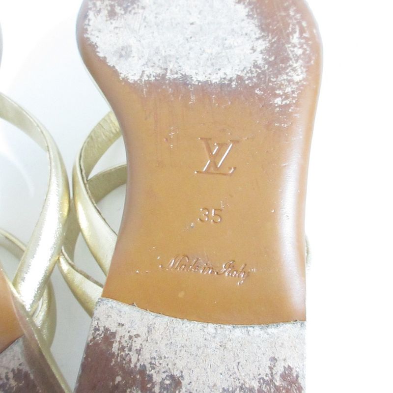 Louis Vuitton Monogram Flower Thong Sandals 35 Gold