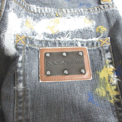 Dolce & Gabbana Painted Crushed Jeans Denim Pants 44 Gray