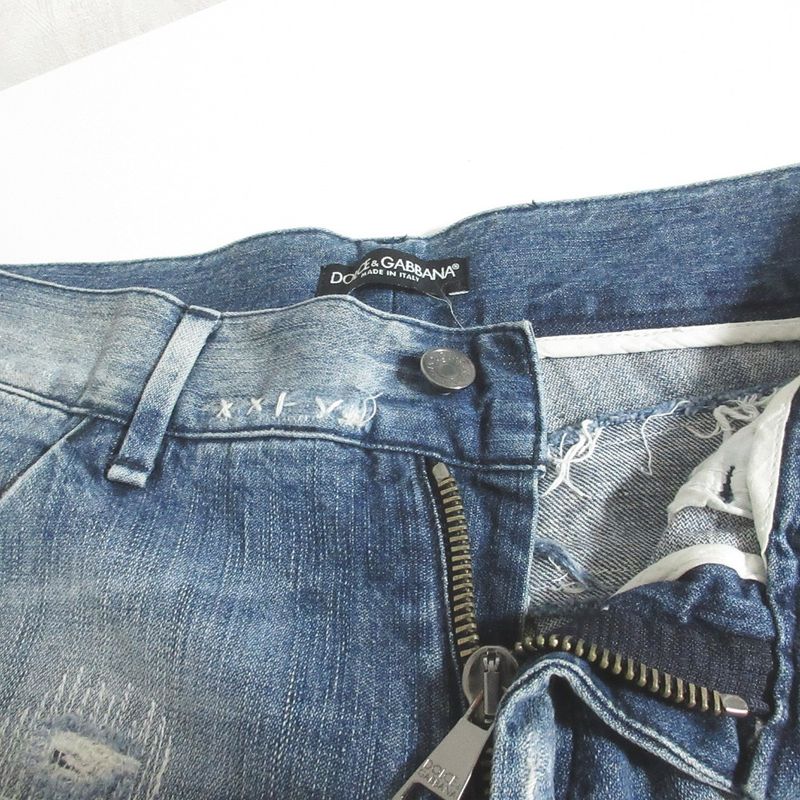 Dolce & Gabbana Repaired Jeans Denim Pants 46 Indigo Blue