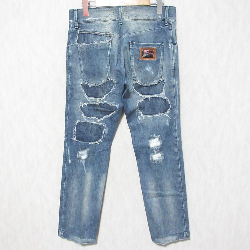 Dolce & Gabbana Repaired Jeans Denim Pants 46 Indigo Blue