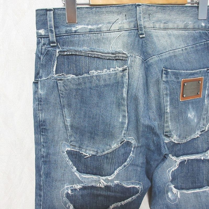 Dolce & Gabbana Repaired Jeans Denim Pants 46 Indigo Blue