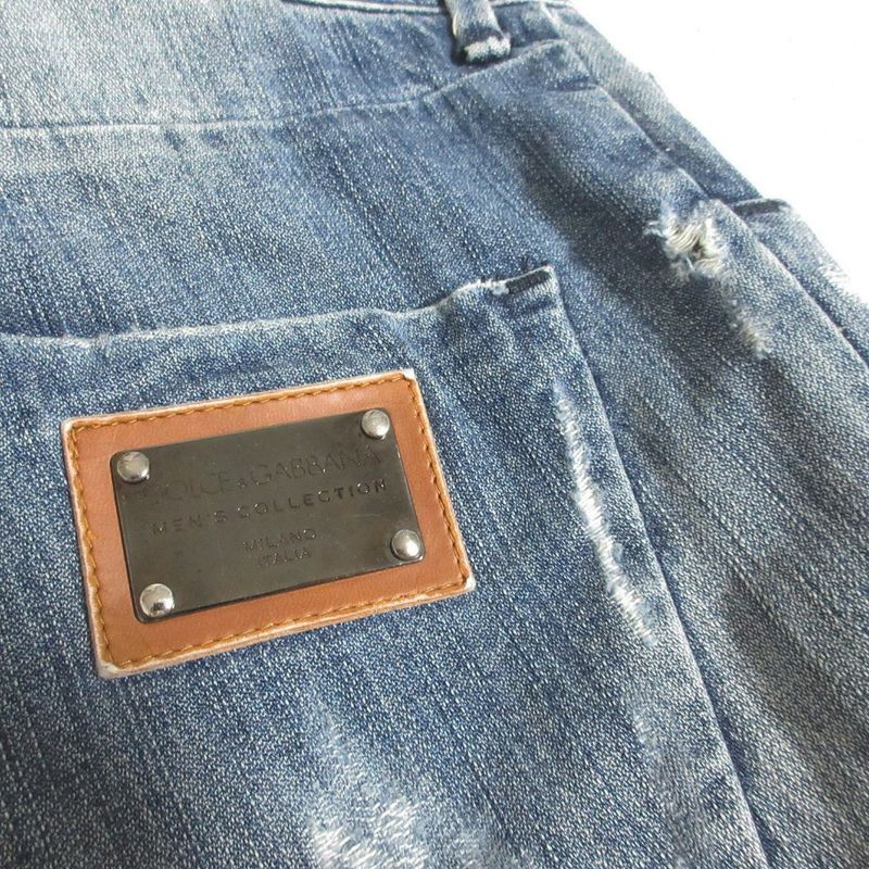Dolce & Gabbana Repaired Jeans Denim Pants 46 Indigo Blue