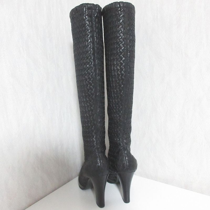 Bottega Veneta Intrecciato Long Boots 38.5 Black