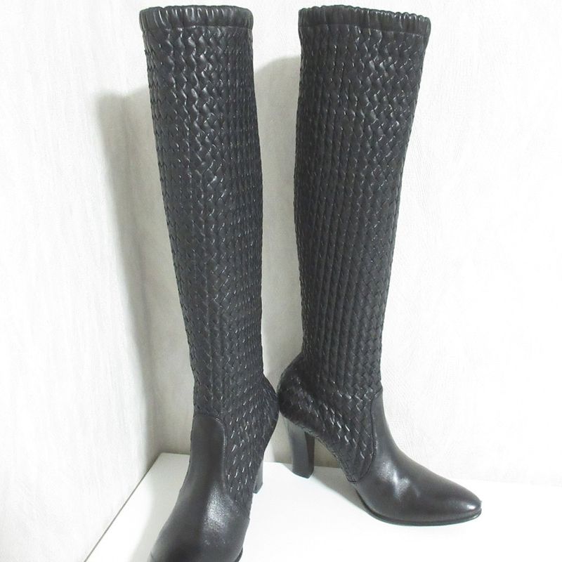 Bottega Veneta Intrecciato Long Boots 38.5 Black