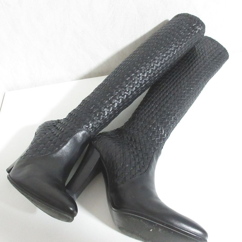 Bottega Veneta Intrecciato Long Boots 38.5 Black