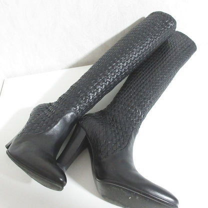 Bottega Veneta Intrecciato Long Boots 38.5 Black