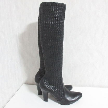 Bottega Veneta Intrecciato Long Boots 38.5 Black