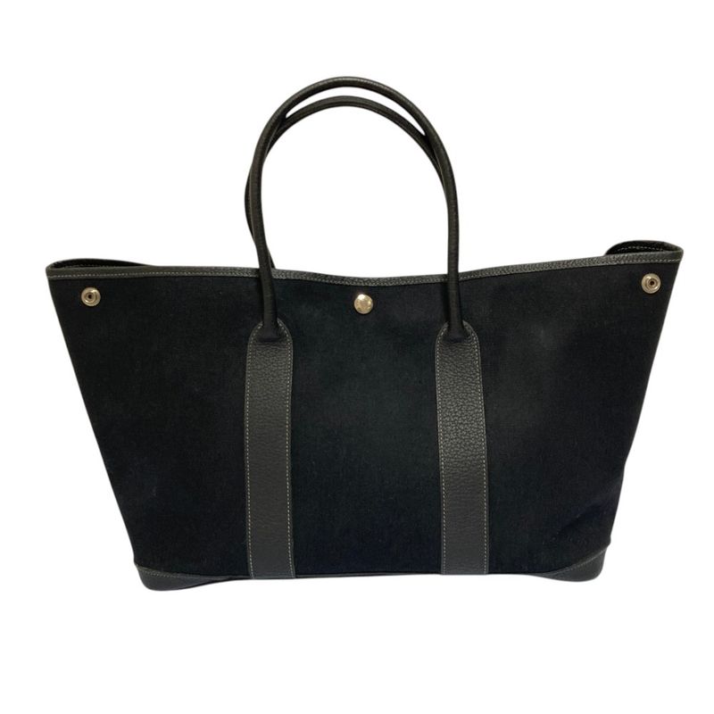 Hermes Garden Party PM Canvas Leather Tote Black