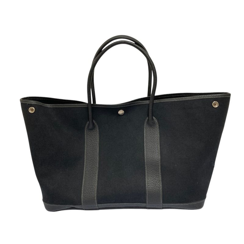 Hermes Garden Party PM Canvas Leather Tote Black