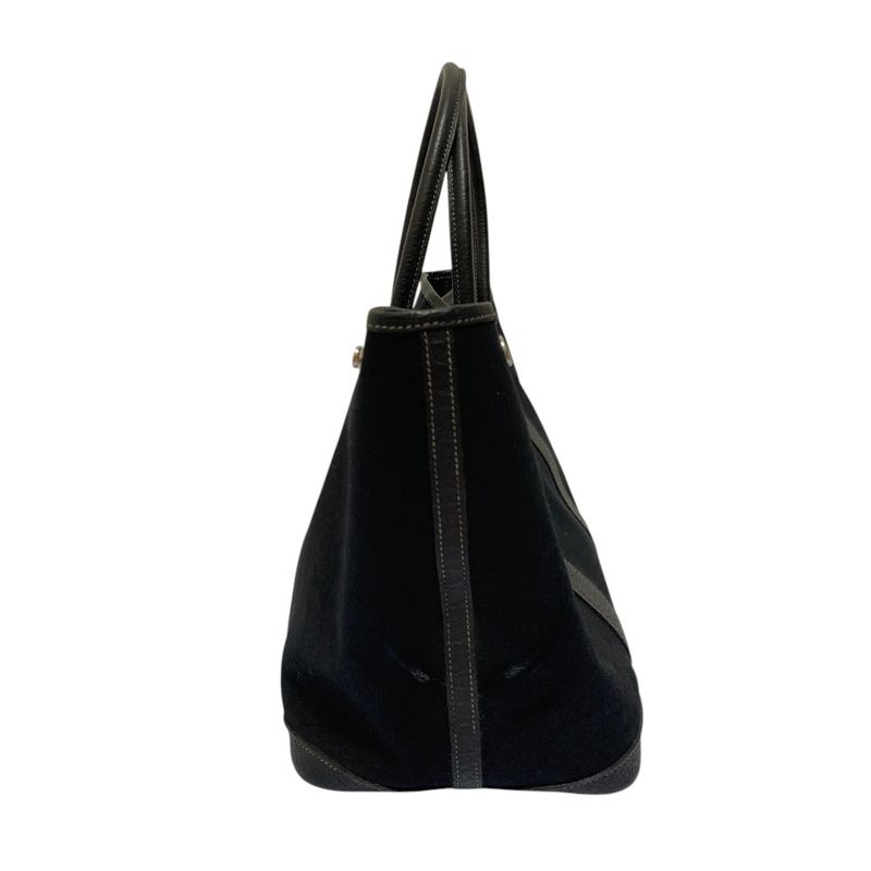 Hermes Garden Party PM Canvas Leather Tote Black