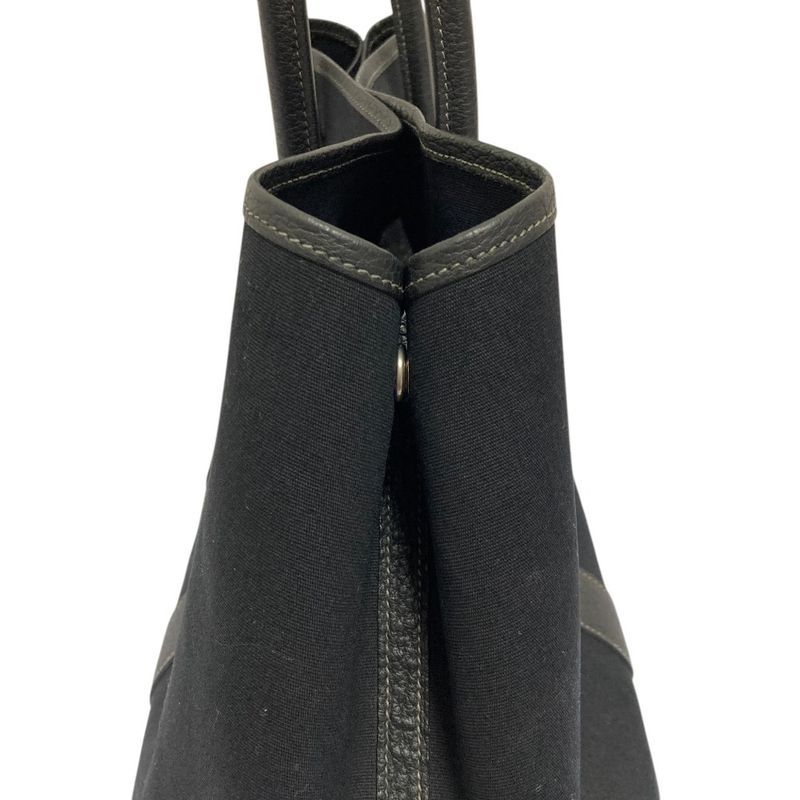Hermes Garden Party PM Canvas Leather Tote Black
