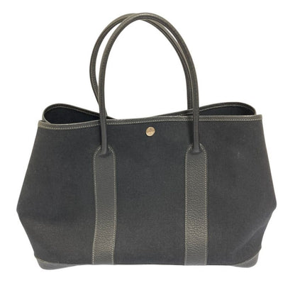 Hermes Garden Party PM Canvas Leather Tote Black