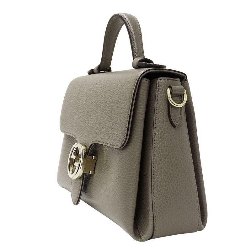 Gucci 2-Way Shoulder Bag Leather Interlocking Gray Chain