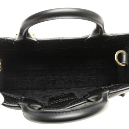 Dior Macro Cannage Book Tote Mini 2-Way Shoulder Bag Black Leather