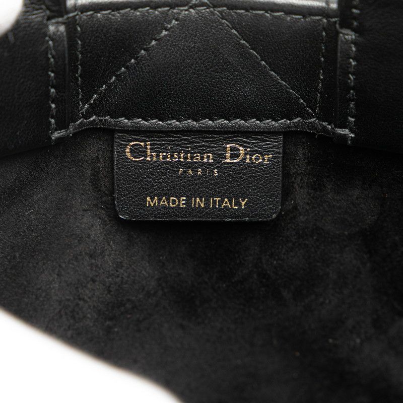 Dior Macro Cannage Book Tote Mini 2-Way Shoulder Bag Black Leather