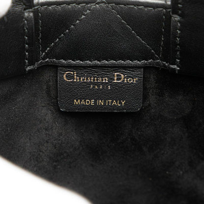 Dior Macro Cannage Book Tote Mini 2-Way Shoulder Bag Black Leather