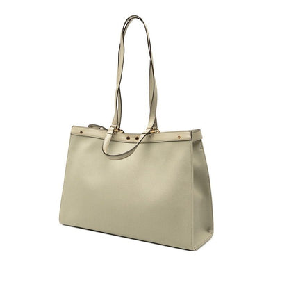 Fendi Zucca Ext Tote Shoulder Bag Green Tea Canvas Leather