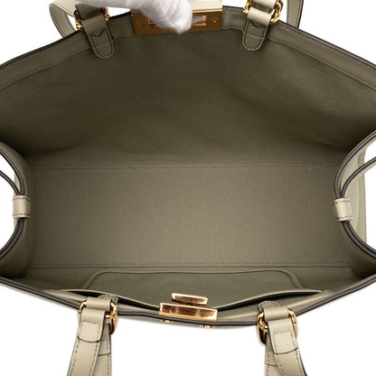 Fendi Zucca Ext Tote Shoulder Bag Green Tea Canvas Leather