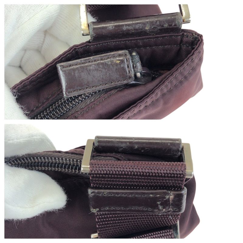 Prada Tessuto Wine Red Orange Silver Nylon Shoulder Bag