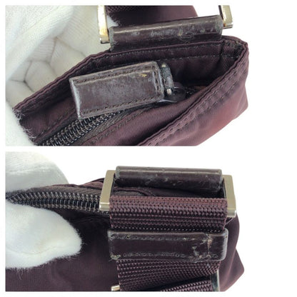 Prada Tessuto Wine Red Orange Silver Nylon Shoulder Bag