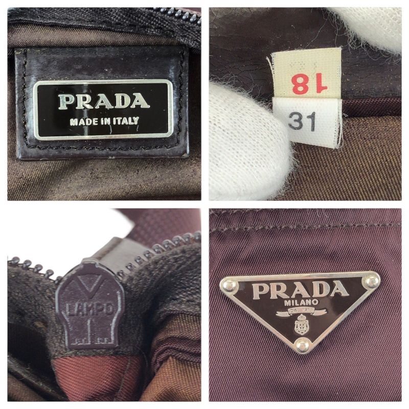 Prada Tessuto Wine Red Orange Silver Nylon Shoulder Bag